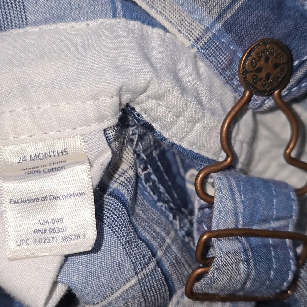 OshKosh B'gosh Blue Plaid Toddler Shortalls